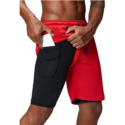 Men's music shorts 2 in 1 running shorts security pockets shorts quick drying sports shorts built-in pockets hip zipper pockets