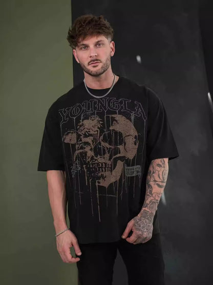 Summer American Skull Short Sleeve Loose T-shirt for Men