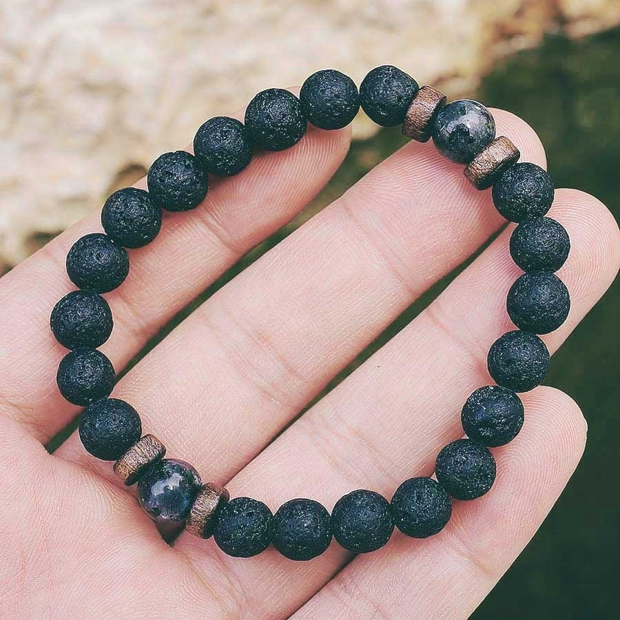 Men Bracelet Natural Moonstone Bead Tibetan Buddha Bracelet Chakra Lava Stone Diffuser Bracelets