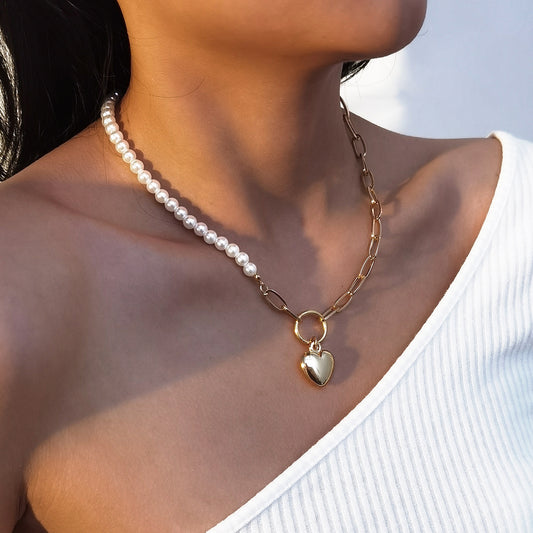 Necklace heart-shaped pearl collarbone necklace women's necklace