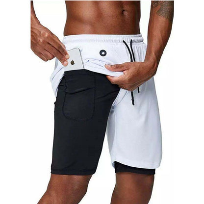 Men's music shorts 2 in 1 running shorts security pockets shorts quick drying sports shorts built-in pockets hip zipper pockets