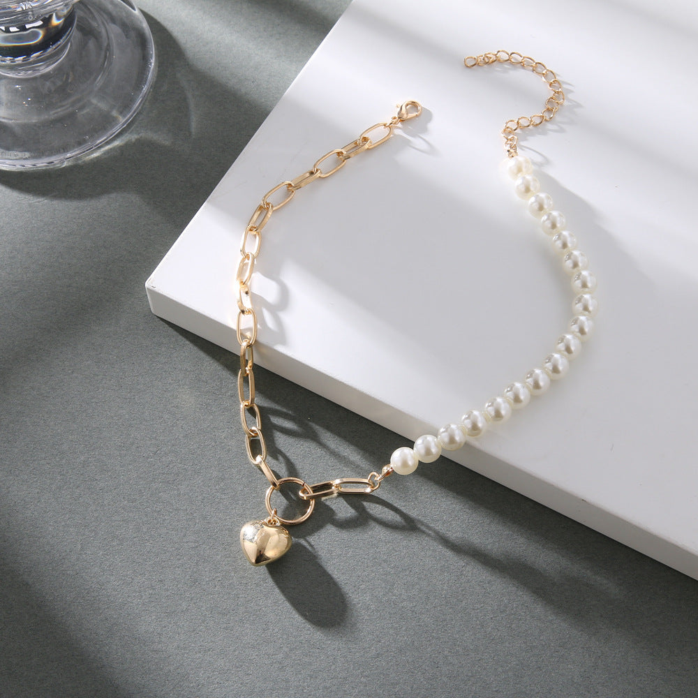 Necklace heart-shaped pearl collarbone necklace women's necklace