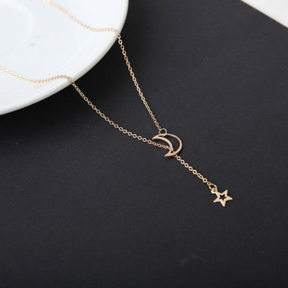 Fashion Moon Star Pendant Choker Necklace Gold Color Alloy Zinc Chain Necklace Necklace For Women Party Jewelry Archery Necklace