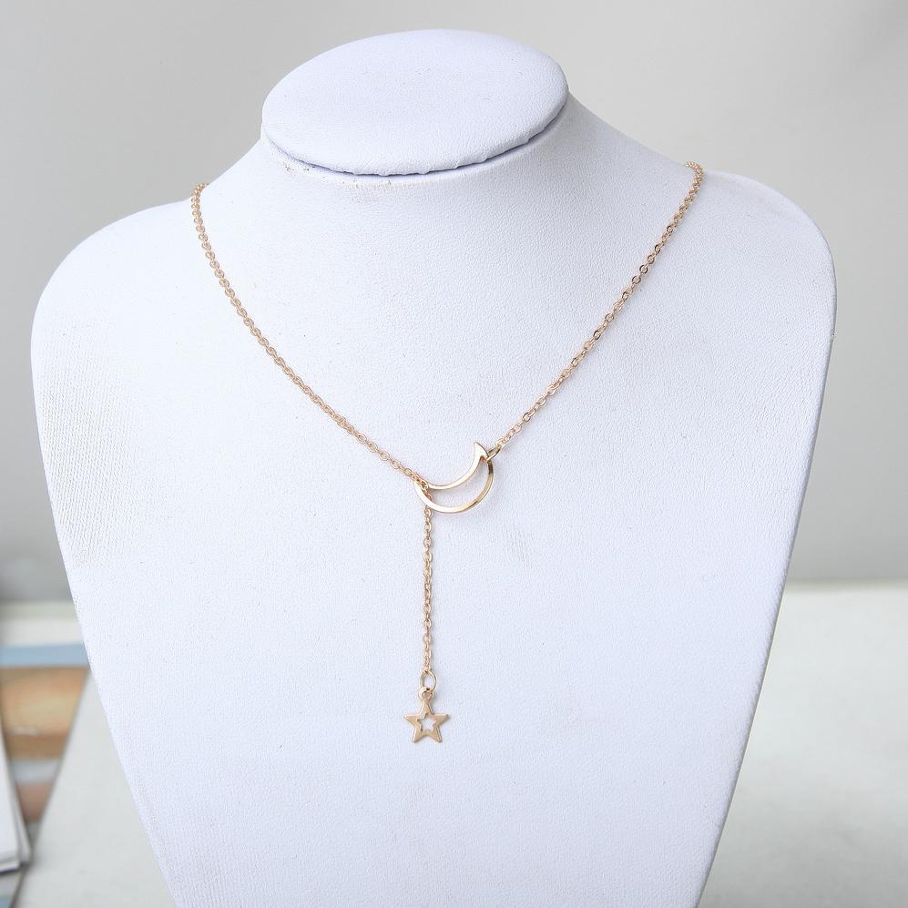 Fashion Moon Star Pendant Choker Necklace Gold Color Alloy Zinc Chain Necklace Necklace For Women Party Jewelry Archery Necklace