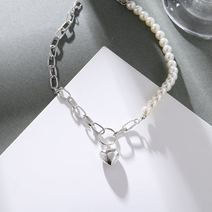 Necklace heart-shaped pearl collarbone necklace women's necklace