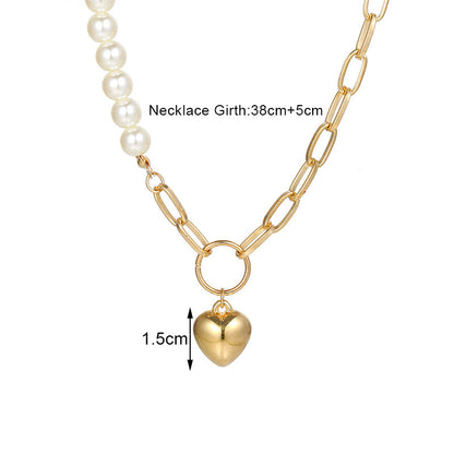 Necklace heart-shaped pearl collarbone necklace women's necklace